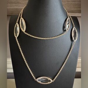 Kendra Scott Tory Marquise Gold & Clear Glass Necklace